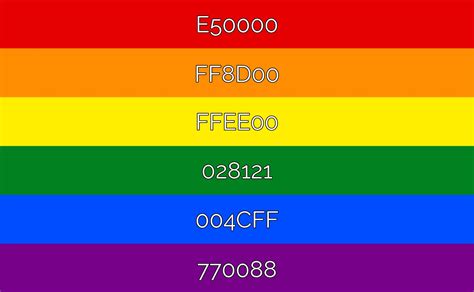 Please note that HEX and RGB codes are to be used for digital works and web pages (including. . Pride flags hex codes
